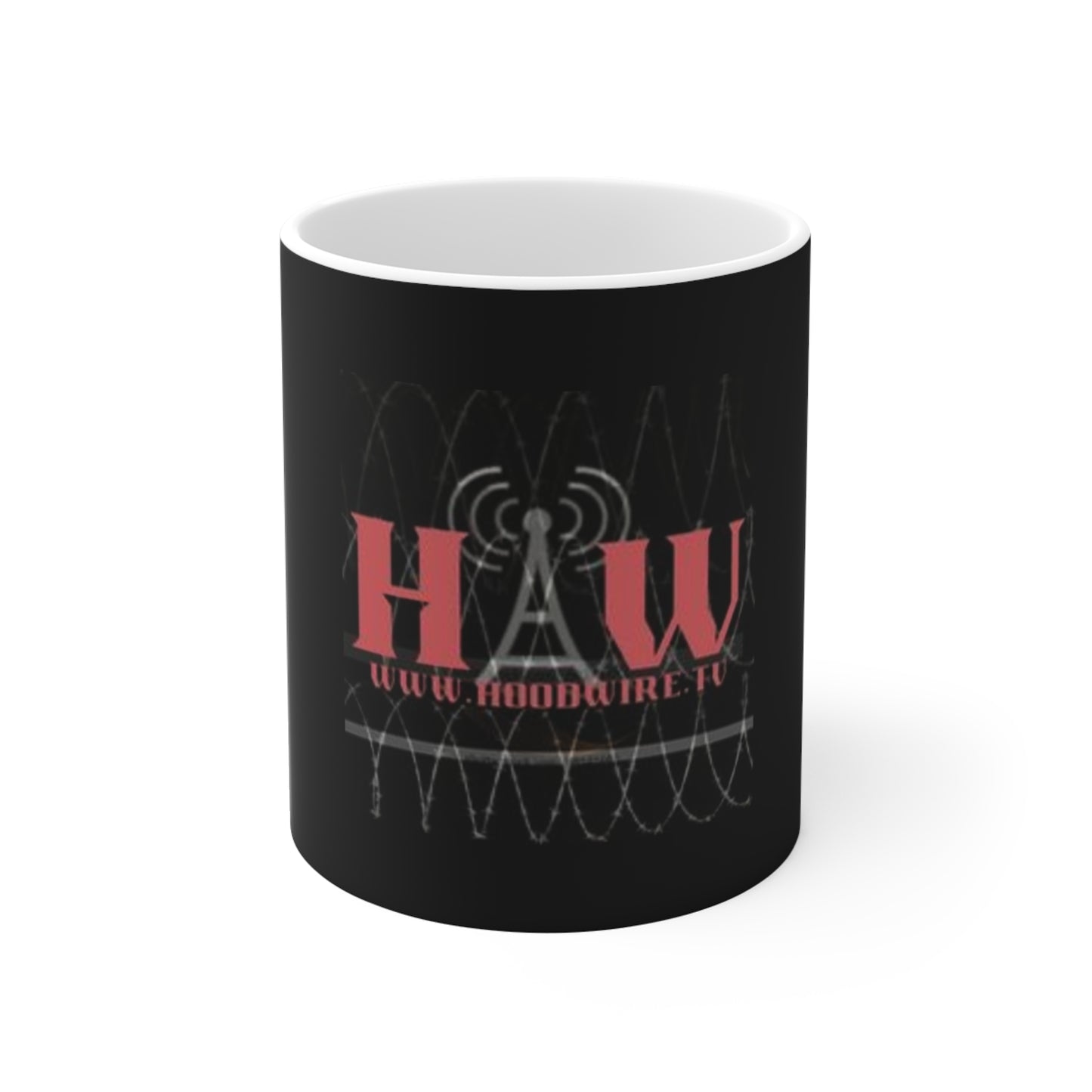 Stylish Radio-Themed Mug for Music Lovers, Perfect Gift for Podcasters, Unique Coffee Cup, Vintage Design, HAW Logo Mug